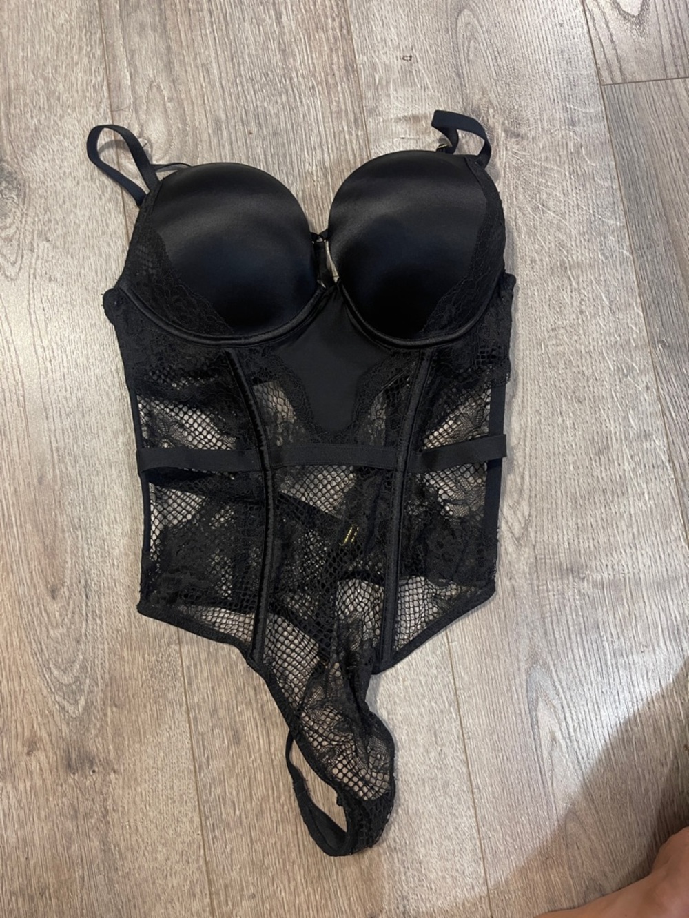 Victoria’s Secret Black Lace Bustier Teddy Bodysuit - Women Intimates